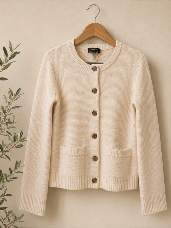 Quince Sweaters - NWT Quince 100% Mongolian Cashmere Structured Cardigan Ivory Cream XS